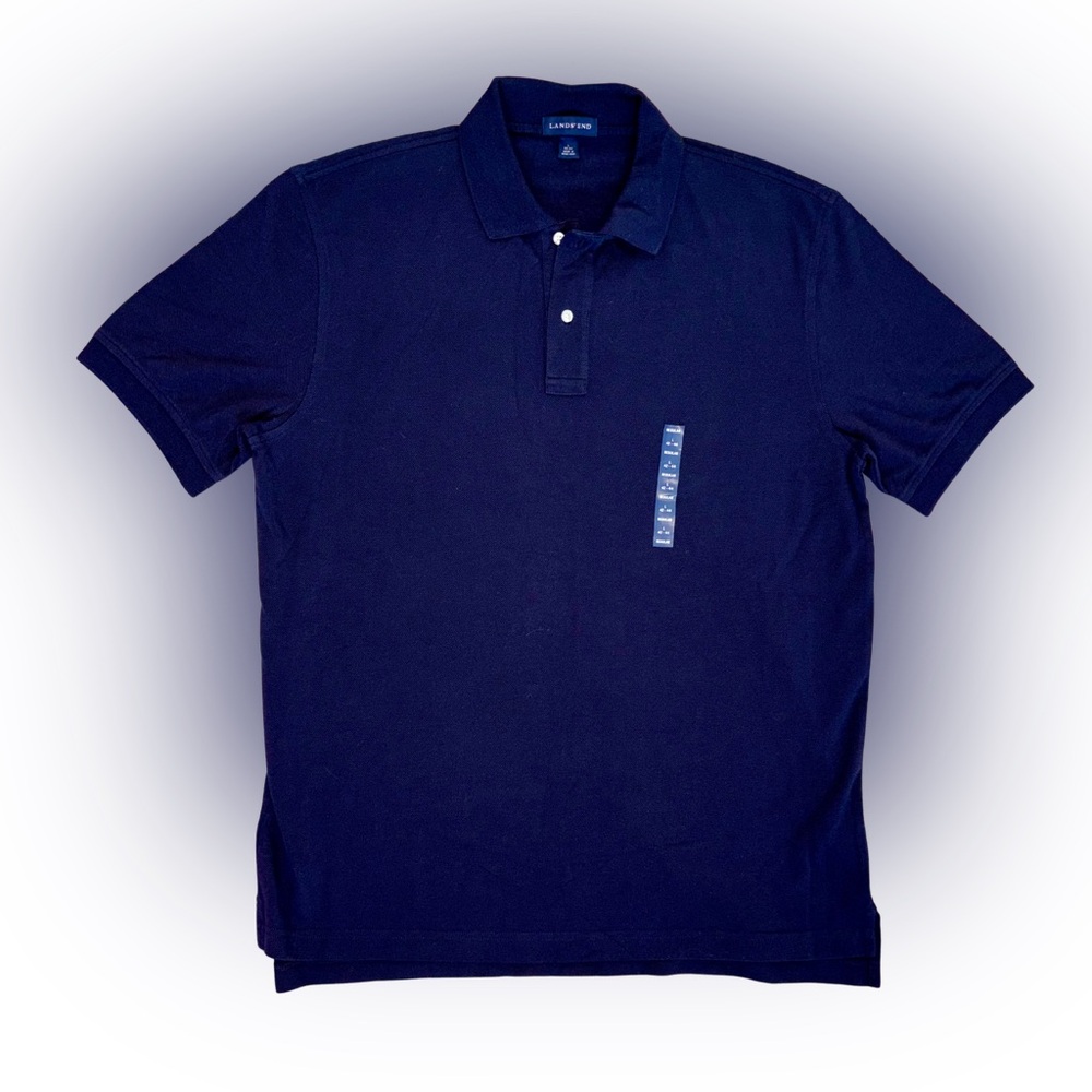 Lands’ End Navy Blue Classic Business Casual Golf Polo NWT Size L Short Sleeve